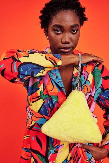 JAYLEY Pyramid Faux Fur Bag