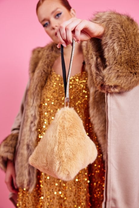 JAYLEY Pyramid Faux Fur Bag