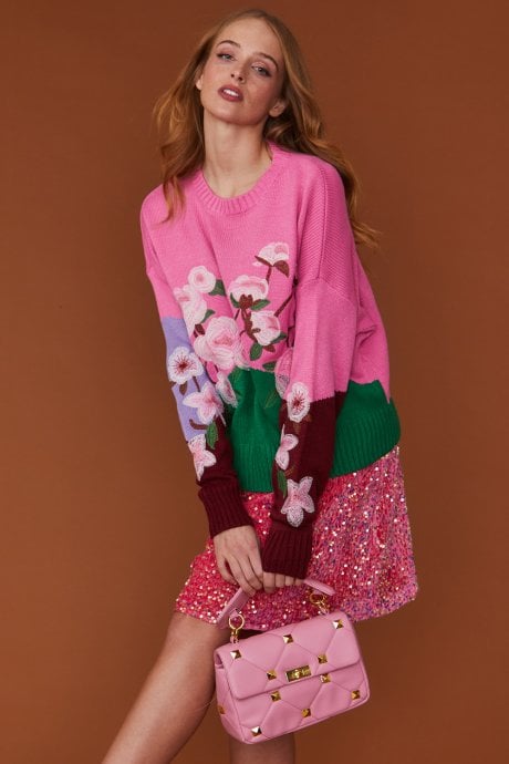 JAYLEY Quilted Pink Eco Leather Clutch Bag With Chain Strap