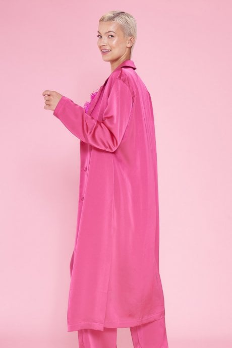 JAYLEY Rayon Blend Pink Maxi Coat