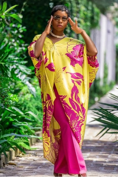 JAYLEY Rayon Blend Sienna Floral Maxi Kimono Dress