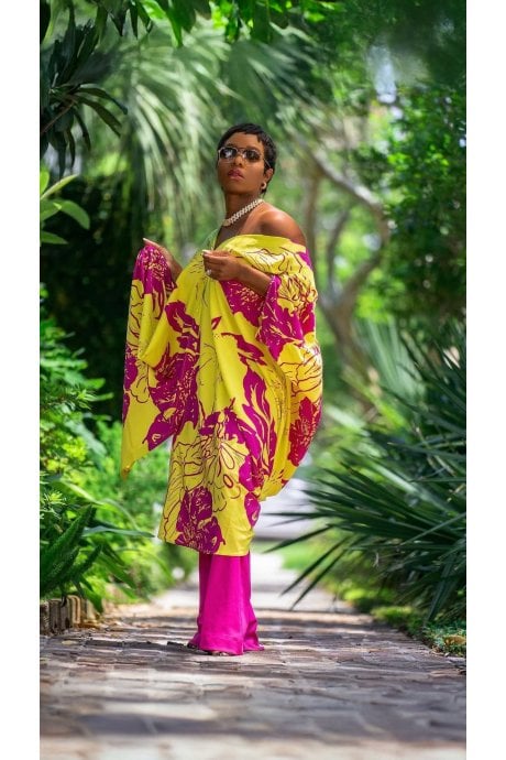 JAYLEY Rayon Blend Sienna Floral Maxi Kimono Dress