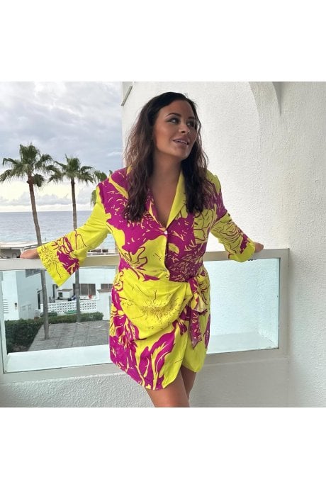 JAYLEY Rayon Blend Sienna Floral Mini Shirt Dress