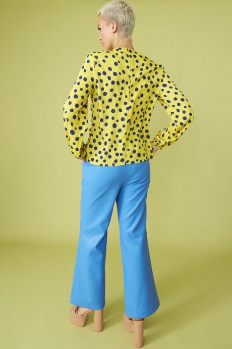 JAYLEY Rayon Polka Dot Ruffled Parma Blouse