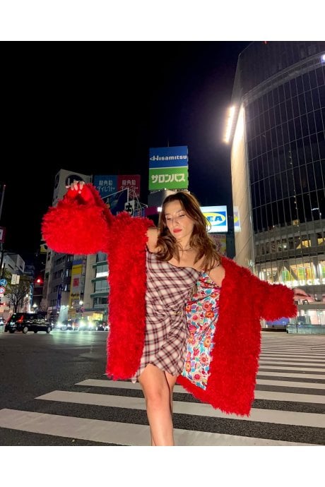 JAYLEY Red Bamboo Eco Faux Fur Bag