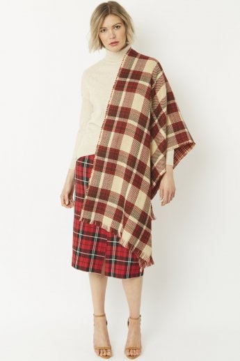 JAYLEY Red Cashmere Blend Wrap