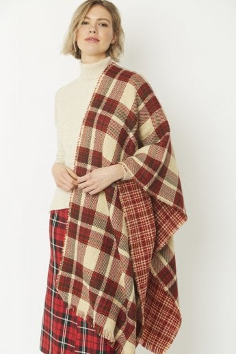 JAYLEY Red Cashmere Blend Wrap