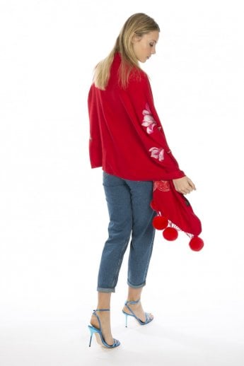 JAYLEY Red Cashmere Blended Wrap