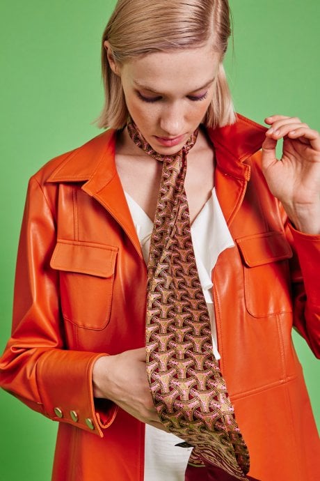 JAYLEY Red Coco Silk Skinny Scarf