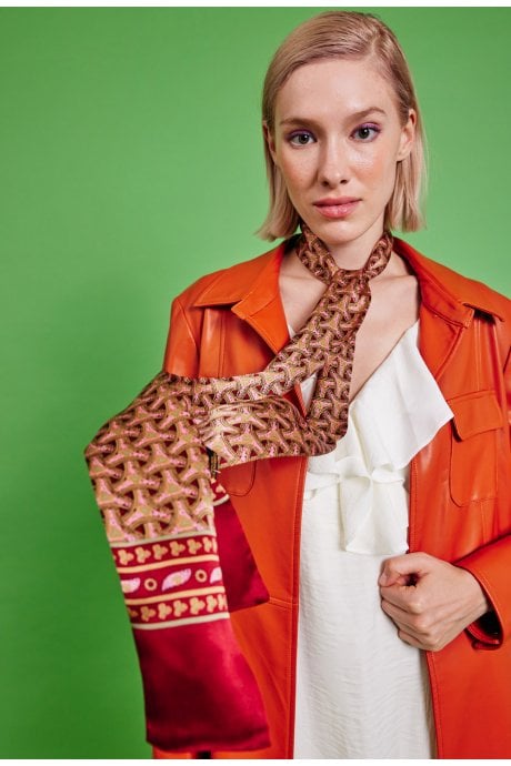 JAYLEY Red Coco Silk Skinny Scarf