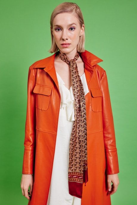 JAYLEY Red Coco Silk Skinny Scarf