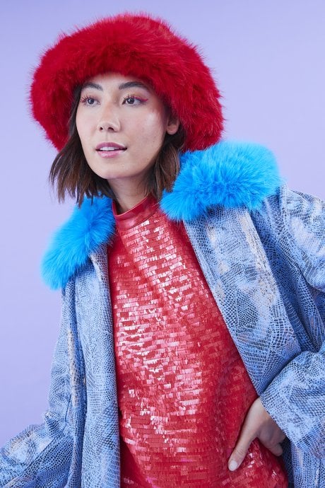 JAYLEY Red Eco Bamboo Bucket Hat