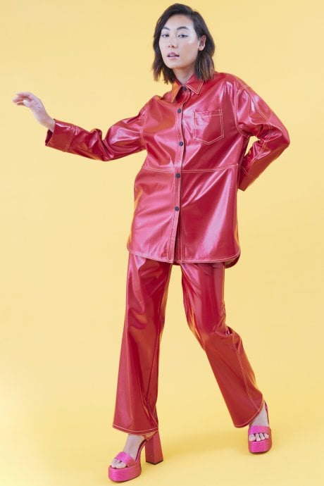 JAYLEY Red Eco Leather Shacket