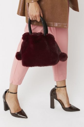JAYLEY Red Faux Fur Bag