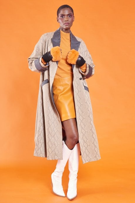 JAYLEY Red Faux Fur Fingerless Gloves