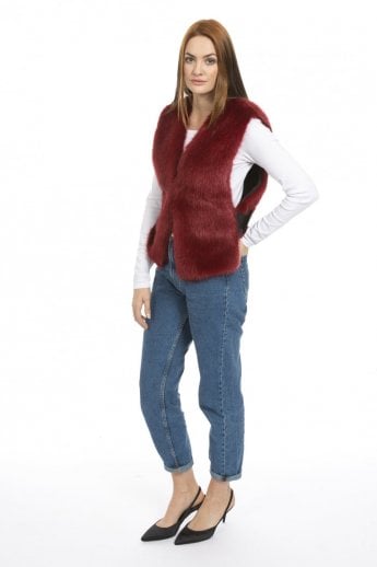 JAYLEY Red Faux Fur Gilet | Waistcoat