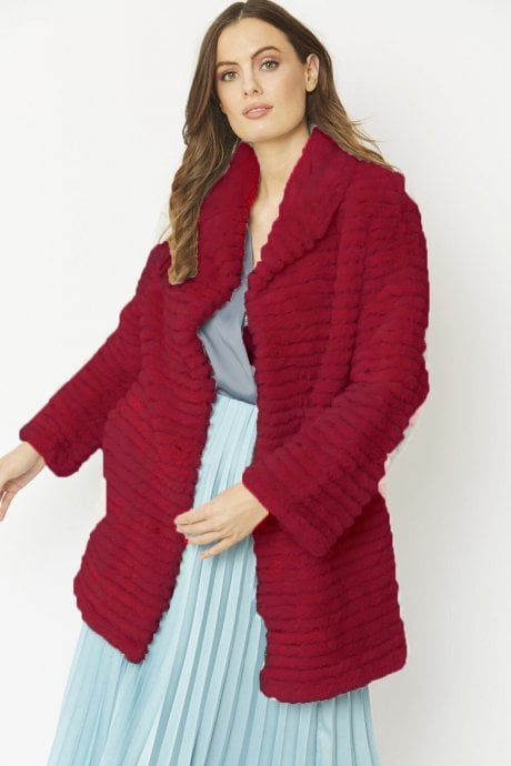 JAYLEY Red Faux Fur Jacket