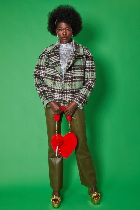 JAYLEY Red Faux Fur Love Heart Bag