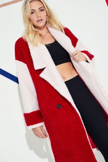 JAYLEY Red Faux Fur Shearing Coat