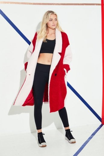 JAYLEY Red Faux Fur Shearing Coat
