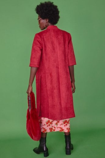 JAYLEY Red Faux Suede Coat