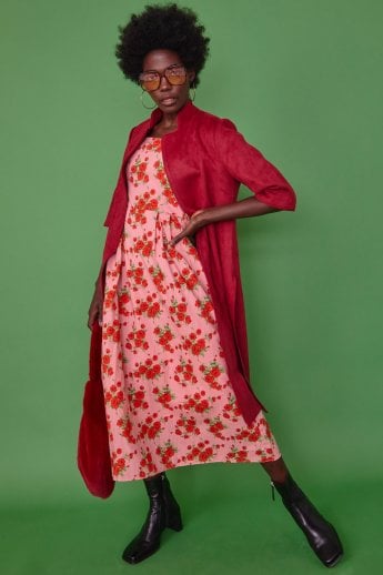 JAYLEY Red Faux Suede Coat