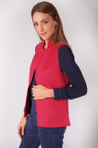 JAYLEY Red Faux Suede Gilet | Waistcoat