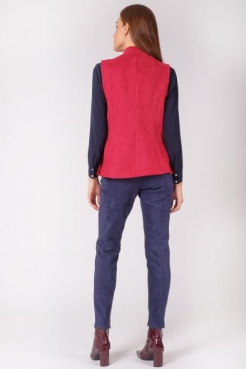 JAYLEY Red Faux Suede Gilet | Waistcoat