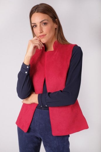 JAYLEY Red Faux Suede Gilet | Waistcoat