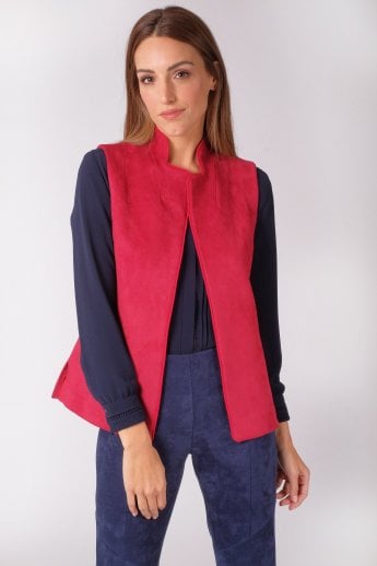 JAYLEY Red Faux Suede Gilet | Waistcoat
