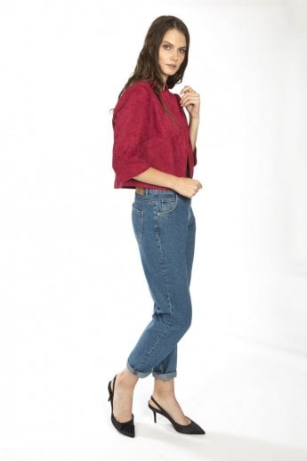 JAYLEY Red Faux Suede Jacket