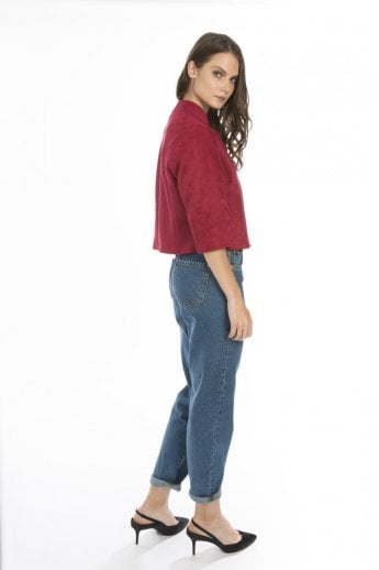 JAYLEY Red Faux Suede Jacket
