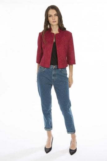 JAYLEY Red Faux Suede Jacket