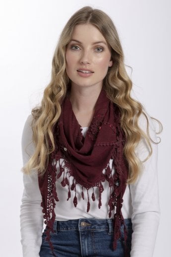 JAYLEY Red Fine Knit Shawl