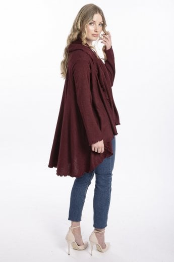 JAYLEY Red Light Knitted Sleeved Cape