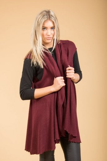 JAYLEY Red Long Knitted Cape