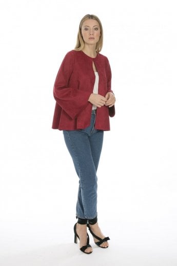 JAYLEY Red Luxury Faux Suede Jacket