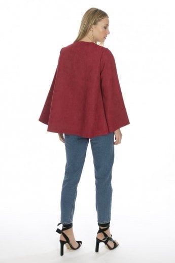 JAYLEY Red Luxury Faux Suede Jacket