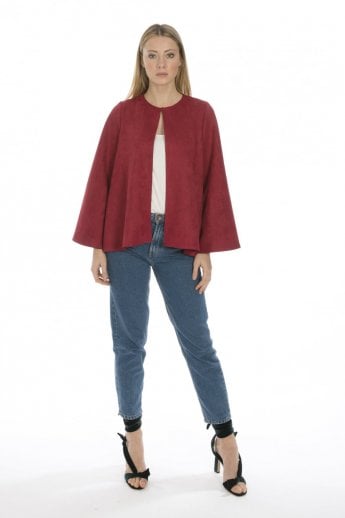 JAYLEY Red Luxury Faux Suede Jacket