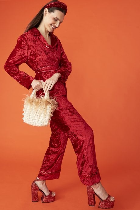 JAYLEY Red Padded Sequin Headband