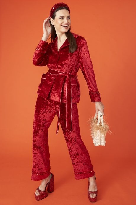 JAYLEY Red Padded Sequin Headband