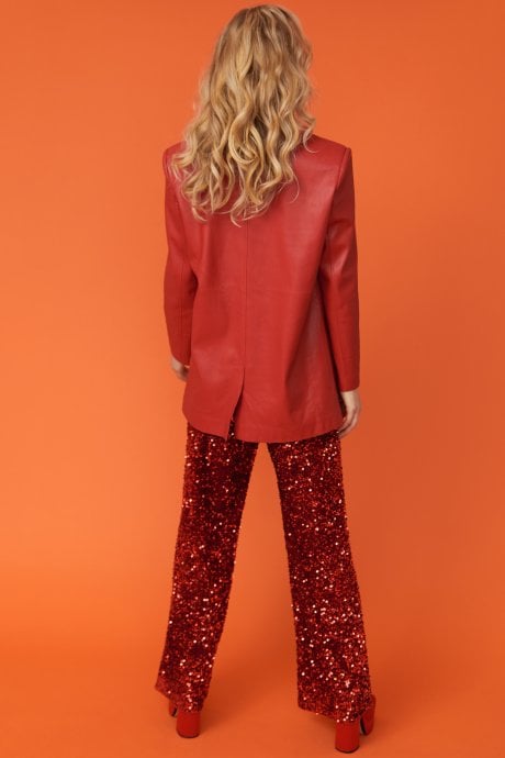JAYLEY Red Sequin Flares