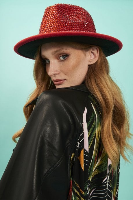 JAYLEY Red Sequin Jackson Top Hat