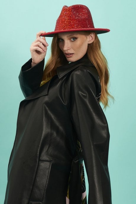 JAYLEY Red Sequin Jackson Top Hat