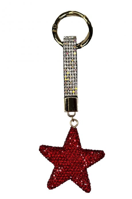 JAYLEY Red Sequin Star Keyring Bag Charm