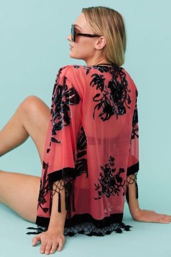 JAYLEY Red Silk Devore Jacket