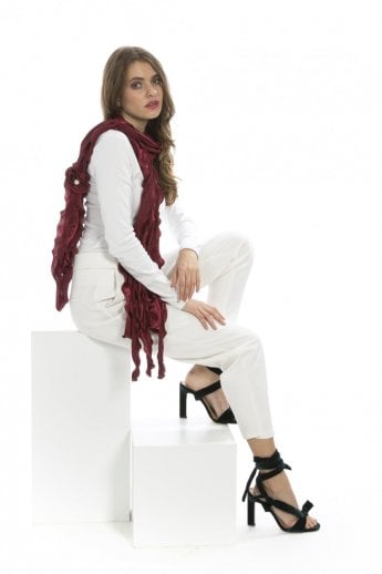 JAYLEY Red Silk Rose Scarf