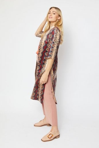 JAYLEY Red Snake Print Faux Suede Jacket
