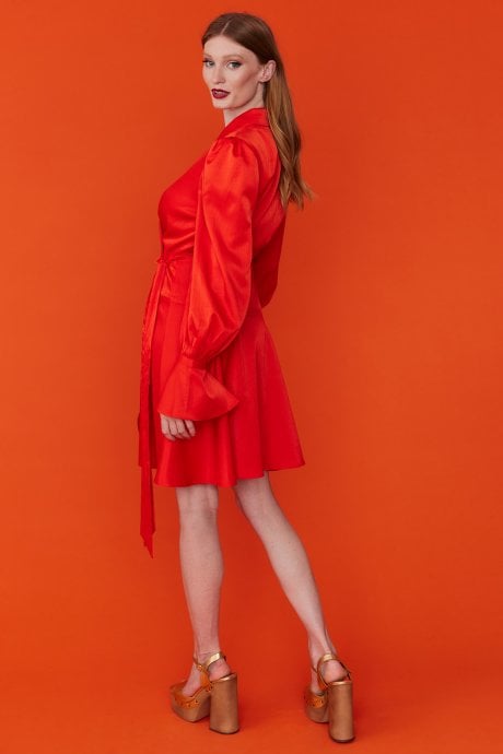 JAYLEY Red Tencel Blend Wrap Dress