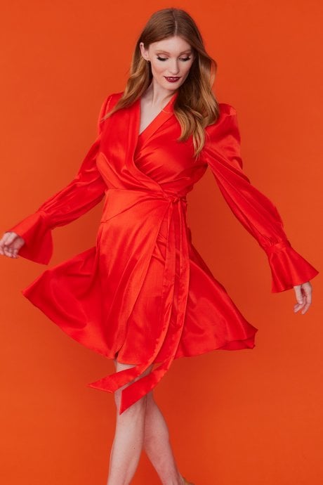 JAYLEY Red Tencel Blend Wrap Dress